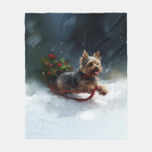 Yorkshire Terrier Kerstsneeuw winter Fleece Deken (Voorkant)