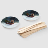 Yorkshire Terrier Kerstsneeuw winter Handwaaier (Niet-gemonteerd)