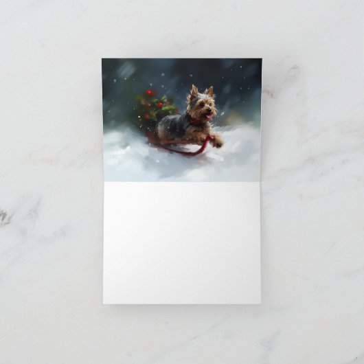 Yorkshire Terrier Kerstsneeuw winter Kaart (Binnen)