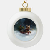 Yorkshire Terrier Kerstsneeuw winter Keramische Bal Ornament (Voorkant)