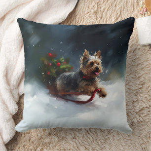Yorkshire Terrier Kerstsneeuw winter Kussen
