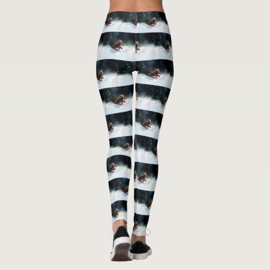 Yorkshire Terrier Kerstsneeuw winter Leggings (Achterkant)