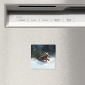 Yorkshire Terrier Kerstsneeuw winter Magneet (Insitu (Vaatwasser))