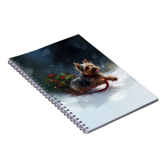 Yorkshire Terrier Kerstsneeuw winter Notitieboek (Rechterzijde)