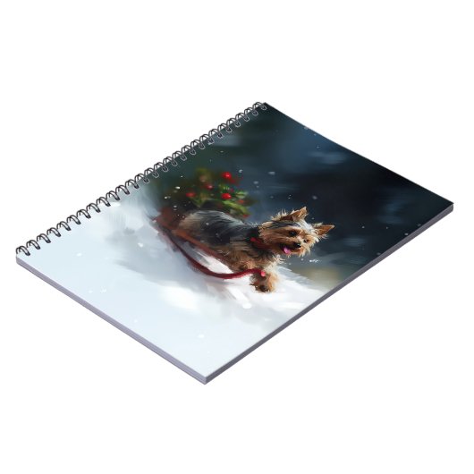 Yorkshire Terrier Kerstsneeuw winter Notitieboek (Linkerzijde)