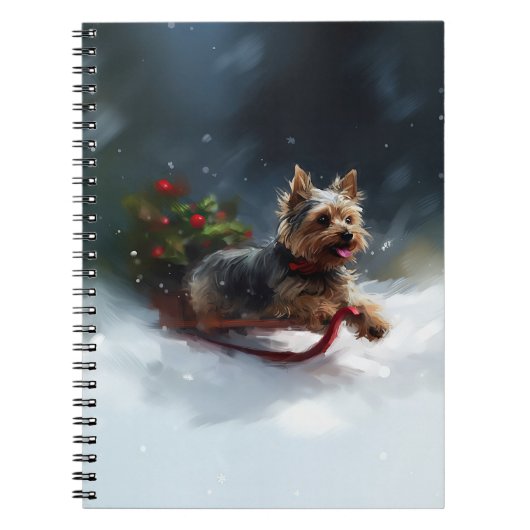 Yorkshire Terrier Kerstsneeuw winter Notitieboek (Voorkant)