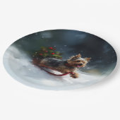 Yorkshire Terrier Kerstsneeuw winter Papieren Bordje (Gekanteld)