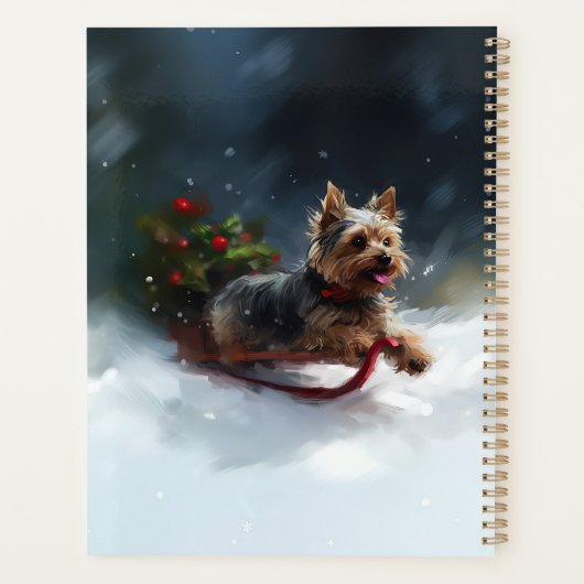 Yorkshire Terrier Kerstsneeuw winter Planner (Achterkant)