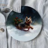 Yorkshire Terrier Kerstsneeuw winter Ronde Button 6,0 Cm (In situ)