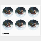 Yorkshire Terrier Kerstsneeuw winter Ronde Sticker (Vel)