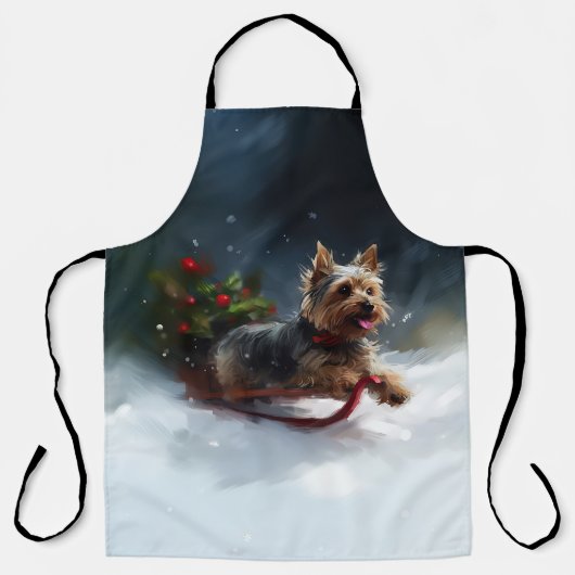Yorkshire Terrier Kerstsneeuw winter Schort (Voorkant)