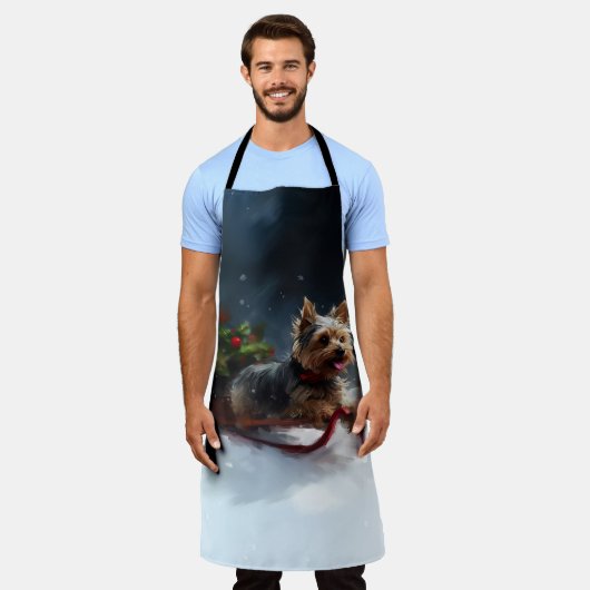 Yorkshire Terrier Kerstsneeuw winter Schort (Gedragen)