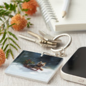 Yorkshire Terrier Kerstsneeuw winter Sleutelhanger (Voorkant Rechts)