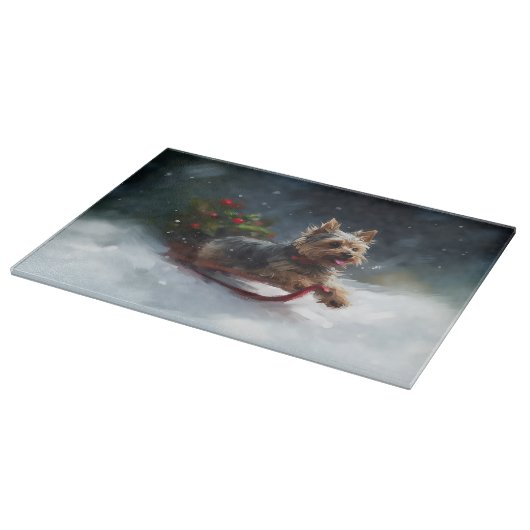 Yorkshire Terrier Kerstsneeuw winter Snijplank (Hoek)