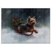 Yorkshire Terrier Kerstsneeuw winter Snijplank (Voorkant)