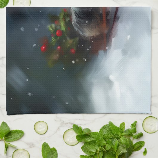 Yorkshire Terrier Kerstsneeuw winter Theedoek (Gevouwen)