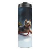Yorkshire Terrier Kerstsneeuw winter Thermosbeker (Voorkant)