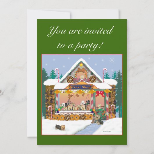Yorkshire Terrier kerstTreat Shop Invites Kaart (Voorkant)
