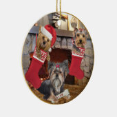 Yorkshire Terrier Kerstversier Keramisch Ornament (Rechts)