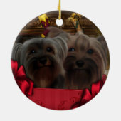 Yorkshire Terrier kerstversiering Keramisch Ornament (Achterkant)
