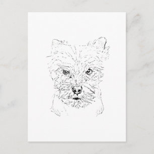 Yorkshire Terrier Kunst,Minimalistische Lijntekeni Briefkaart