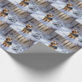 Yorkshire Terrier Laat het Sneeuwen Kerstmis Cadeaupapier (Hoek)
