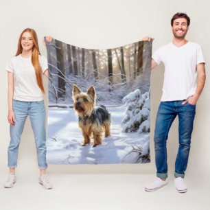 Yorkshire Terrier Laat het Sneeuwen Kerstmis Fleece Deken
