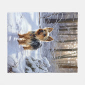 Yorkshire Terrier Laat het Sneeuwen Kerstmis Fleece Deken (Voorkant (Horizontaal))