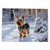 Yorkshire Terrier Laat het Sneeuwen Kerstmis Groot Cadeauzakje (Achterkant)