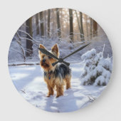 Yorkshire Terrier Laat het Sneeuwen Kerstmis Grote Klok (Voorkant)