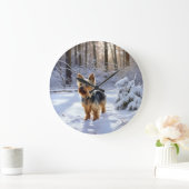 Yorkshire Terrier Laat het Sneeuwen Kerstmis Grote Klok (Huis)