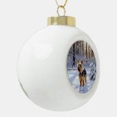 Yorkshire Terrier Laat het Sneeuwen Kerstmis Keramische Bal Ornament (Links)