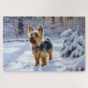 Yorkshire Terrier Laat het Sneeuwen Kerstmis Legpuzzel