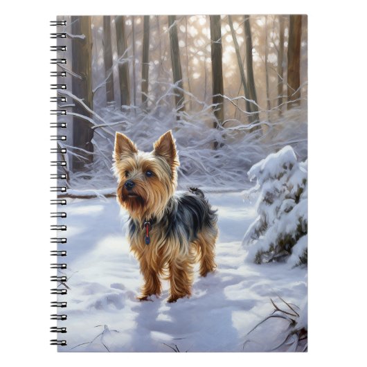 Yorkshire Terrier Laat het Sneeuwen Kerstmis Notitieboek (Voorkant)