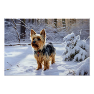 Yorkshire Terrier Laat het Sneeuwen Kerstmis Perfect Poster