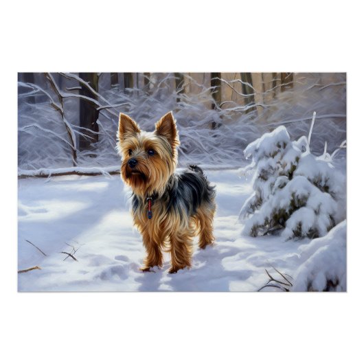 Yorkshire Terrier Laat het Sneeuwen Kerstmis Perfect Poster (Voorkant)