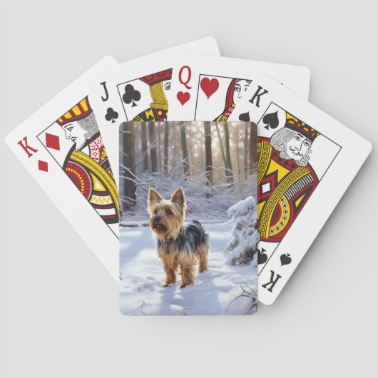 Yorkshire Terrier Laat het Sneeuwen Kerstmis Pokerkaarten (Achterkant)
