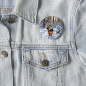 Yorkshire Terrier Laat het Sneeuwen Kerstmis Ronde Button 5,7 Cm (In situ)