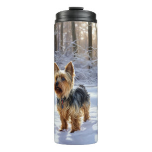 Yorkshire Terrier Laat het Sneeuwen Kerstmis Thermosbeker