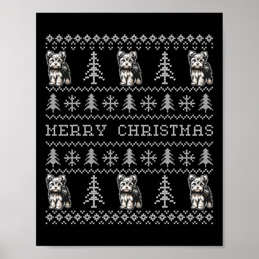 Yorkshire Terrier Lelijke Kersttrui Funny Dog Poster (Voorkant)