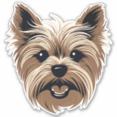 Yorkshire Terrier Leuke Hond Yorkie Gezichtscontou Sticker (Voorkant)
