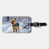 Yorkshire Terrier liet het sneeuwen Kerstmis Bagagelabel (Voorkant horizontaal)