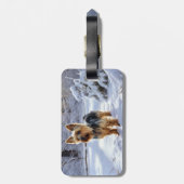 Yorkshire Terrier liet het sneeuwen Kerstmis Bagagelabel (Achterkant verticaal)