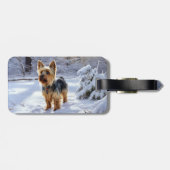 Yorkshire Terrier liet het sneeuwen Kerstmis Bagagelabel (Achterkant horizontaal)