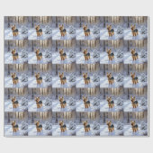 Yorkshire Terrier liet het sneeuwen Kerstmis Cadeaupapier (Vlak)