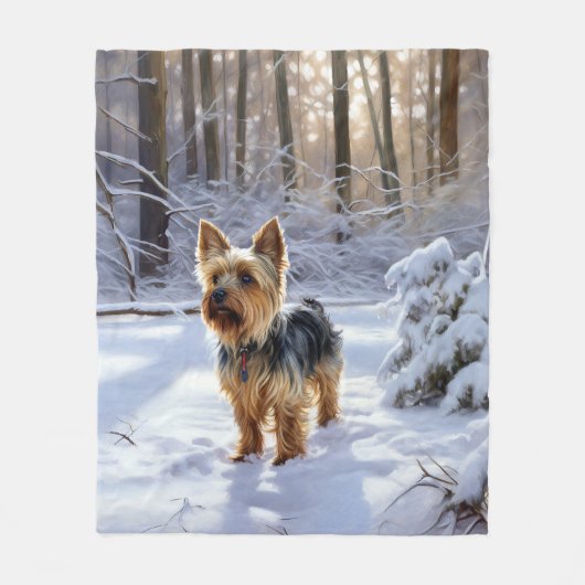 Yorkshire Terrier liet het sneeuwen Kerstmis Fleece Deken (Voorkant)