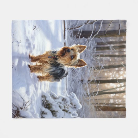 Yorkshire Terrier liet het sneeuwen Kerstmis Fleece Deken (Voorkant (Horizontaal))