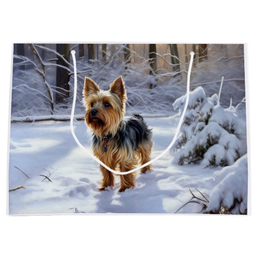 Yorkshire Terrier liet het sneeuwen Kerstmis Groot Cadeauzakje (Voorkant)