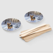 Yorkshire Terrier liet het sneeuwen Kerstmis Handwaaier (Niet-gemonteerd)