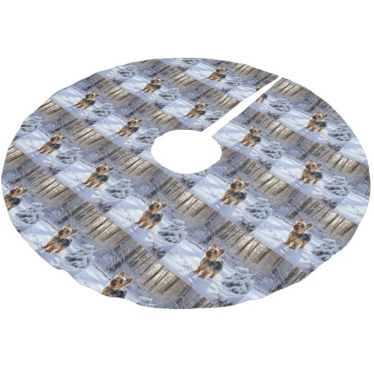 Yorkshire Terrier liet het sneeuwen Kerstmis Kerstboom Rok (Gekanteld)